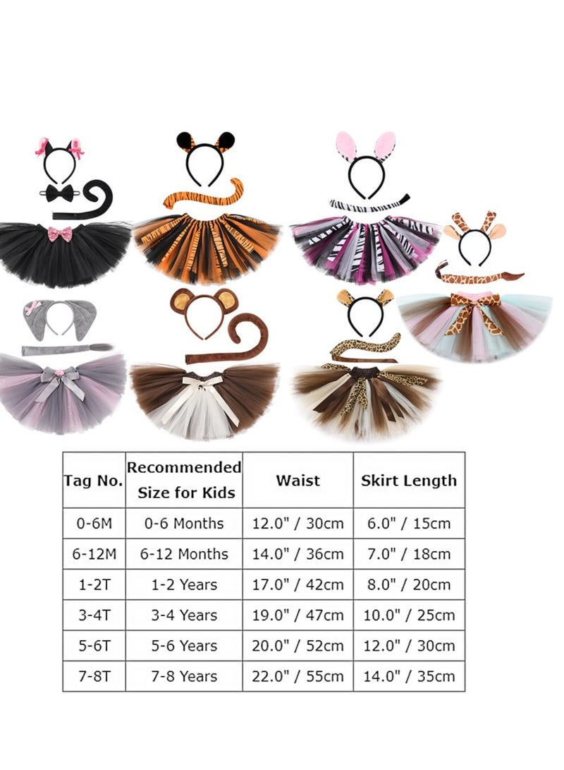Animal Cosplay Costume, Tiger Costume Headband, Tutu Skirt And Tail, Suitable for Kids Cosplay Birthday Party Stage Performance