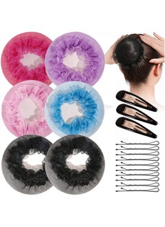 KKTOCHVC KKTOCHVC Bun Dancer Hairnet - 6 Count Reusable Colored Lace Elastic Mesh Bun Covers for Women & Girls, Ideal for Ballet, Skating, Gymnastics, Dance & Everyday Use  - Image 1
