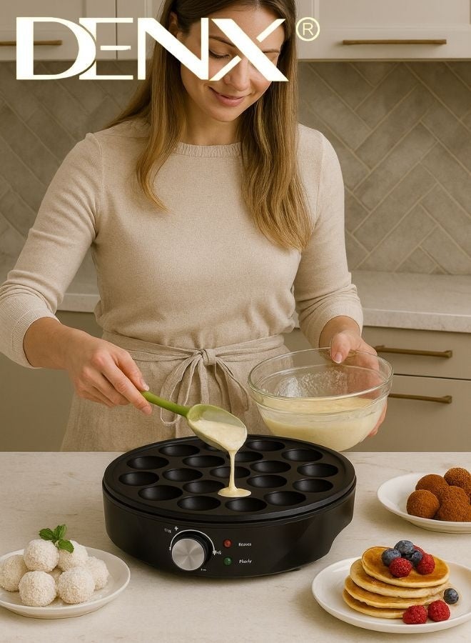 Denx DX3412 Dutch Mini Pancake & Takoyaki Maker – Multi-Purpose Electric Cooking Plate for Mini Pancakes, Takoyaki, Cake Pops & Snacks with 14 Non-Stick Holes, 1000W Power, Even Heat Distribution, Easy Cleaning, and Perfect Results Every Time - Image 4