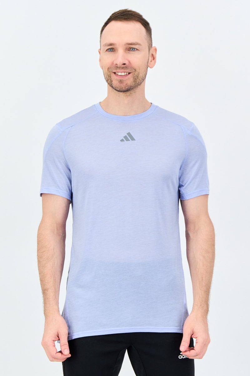 Adidas Men Sportswear Fit Short Sleeve Running T Shirt, Blue - Image 1