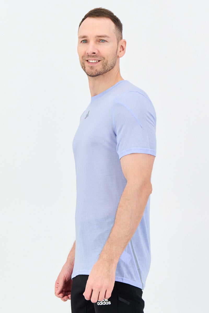 Adidas Men Sportswear Fit Short Sleeve Running T Shirt, Blue - Image 2