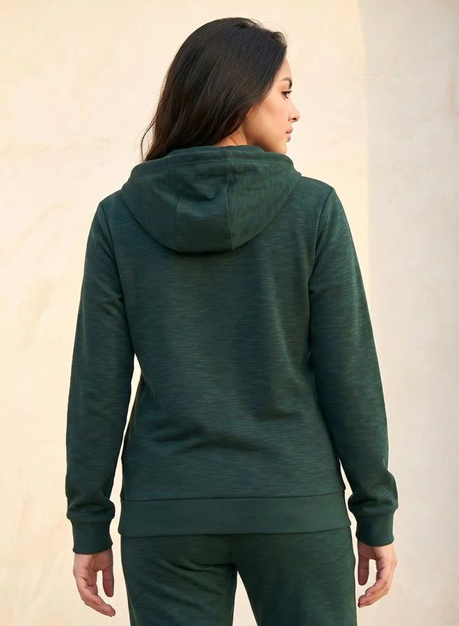 Kappa Green Kappa Logo Design Zip Through Hoodie for Women | Best Price UAE