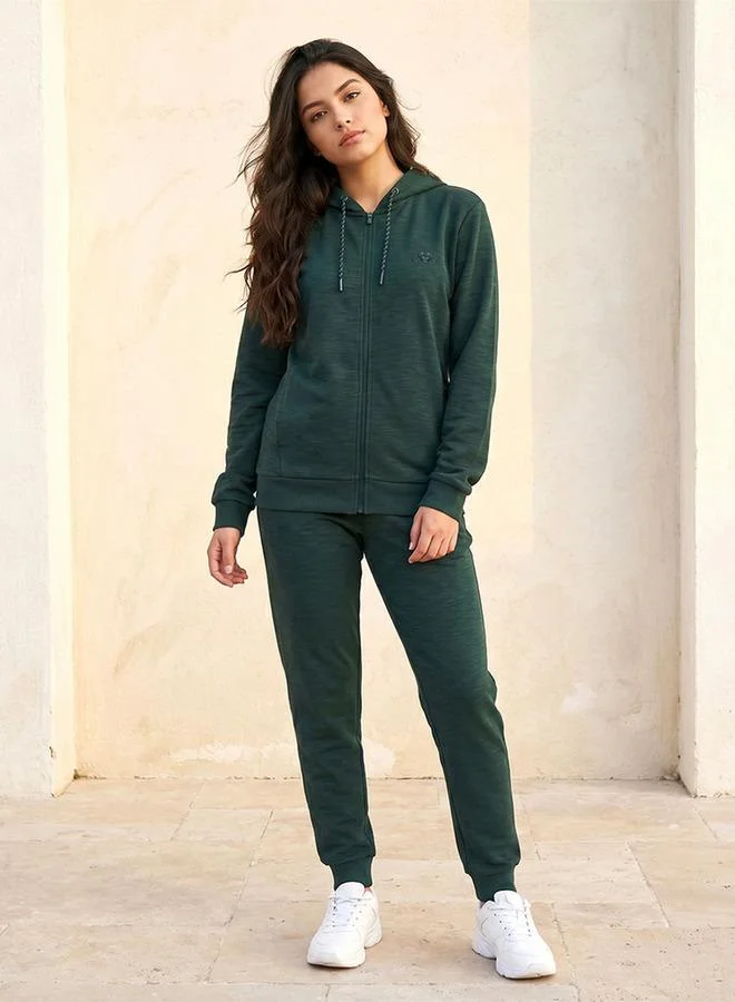 Kappa Green Kappa Logo Design Zip Through Hoodie for Women | Best Price UAE