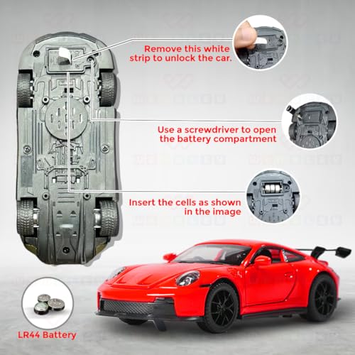 Wembley Porsche Die-Cast Toy Car for Kids | 1:32 Scale Metal Car Model with Openable Doors, Light & Engine Sound | Pull Back Action Realistic Collectible Car Toys for Boys - Image 4