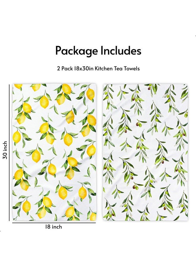 Eulnars Kitchen Towels, Premium Dish Towels for Kitchen Drying, 18" x 30" Tea Towel, Quick Dry Microfiber Cloth, Watercolor Lemon Pattern Kitchen Decor, 2-Pack - Image 5