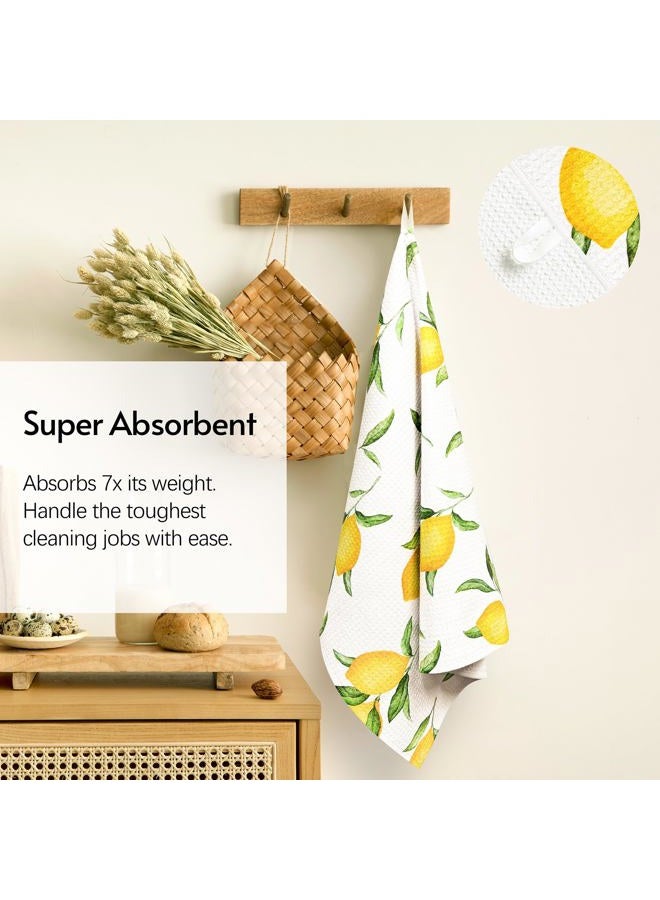 Eulnars Kitchen Towels, Premium Dish Towels for Kitchen Drying, 18" x 30" Tea Towel, Quick Dry Microfiber Cloth, Watercolor Lemon Pattern Kitchen Decor, 2-Pack - Image 2