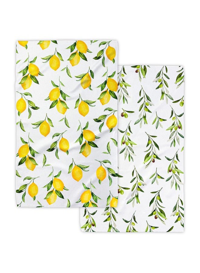Eulnars Kitchen Towels, Premium Dish Towels for Kitchen Drying, 18" x 30" Tea Towel, Quick Dry Microfiber Cloth, Watercolor Lemon Pattern Kitchen Decor, 2-Pack - Image 1