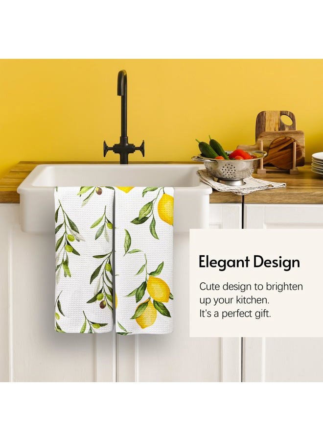 Eulnars Kitchen Towels, Premium Dish Towels for Kitchen Drying, 18" x 30" Tea Towel, Quick Dry Microfiber Cloth, Watercolor Lemon Pattern Kitchen Decor, 2-Pack - Image 3