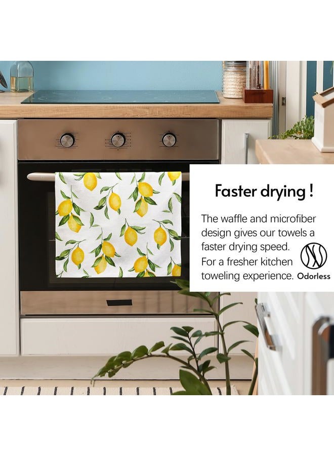 Eulnars Kitchen Towels, Premium Dish Towels for Kitchen Drying, 18" x 30" Tea Towel, Quick Dry Microfiber Cloth, Watercolor Lemon Pattern Kitchen Decor, 2-Pack - Image 4