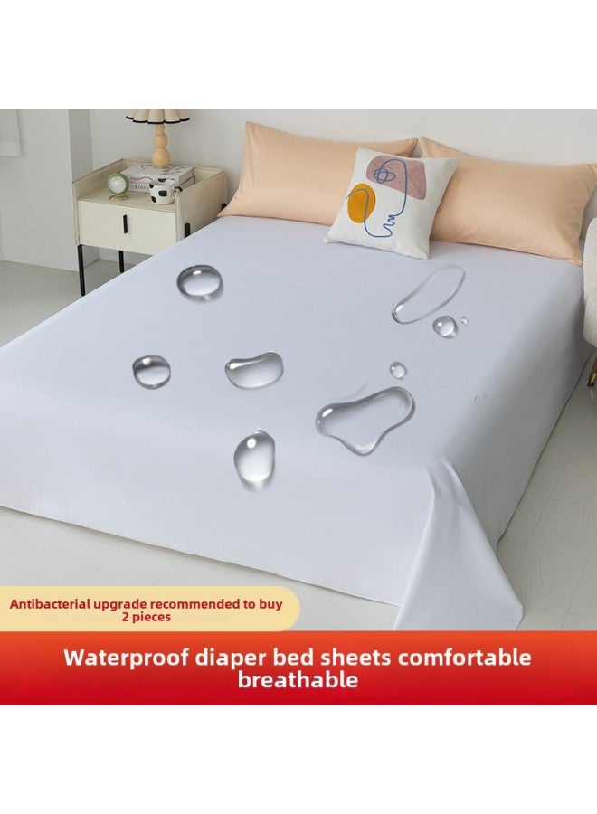 Waterproof Bed Sheet Cat Urine Hair Bed Cover Urine-Resistant Baby List Machine Washable Urine-Proof Cover Dog Rabbit Pet Cover Urine Pad-Color:White-[waterproof And Breathable For All Seasons]-Specifications:Upgraded Four-corner Strap Model: 150*200 (applicable To 1.5m Beds)  - Image 1