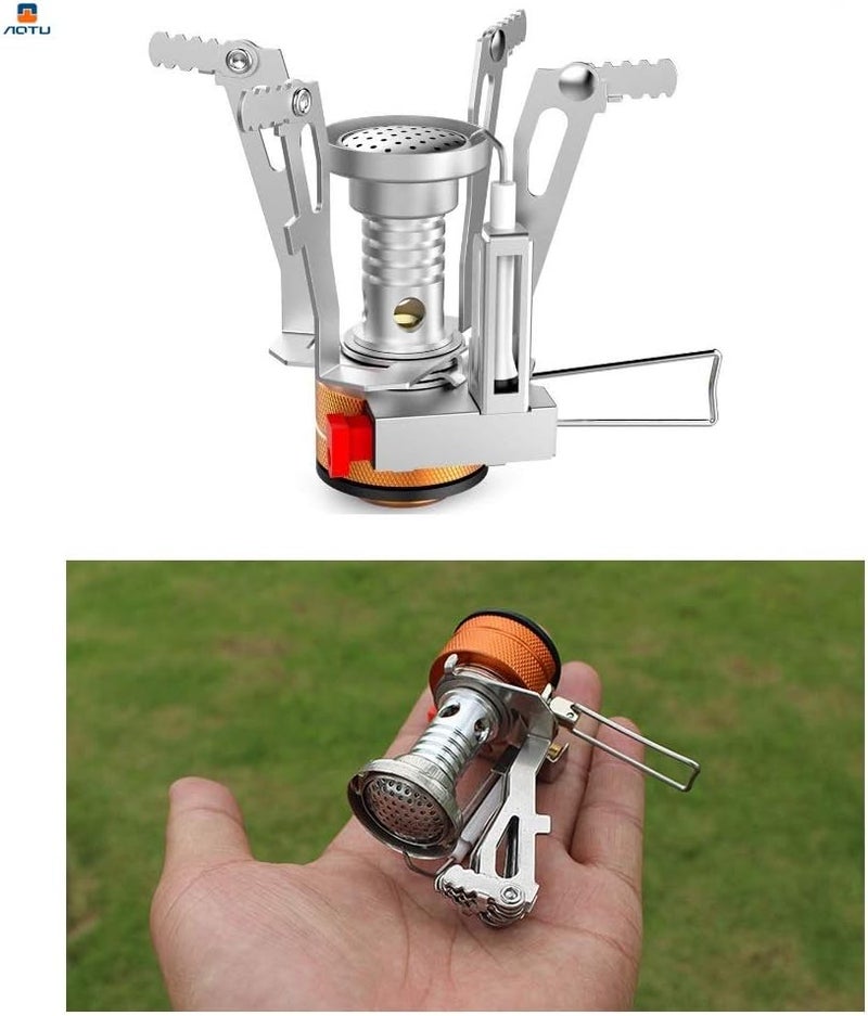 Aotu Portable Camping Stoves Backpacking Stove with Piezo Ignition Stable Support Wind-Resistance Camp Stove for Outdoor Camping Hiking Cooking - Image 2