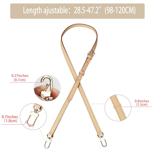 COLSEEY Genuine Vachetta Leather Crossbody strap Genuine leather Adjustable Replacement Strap for Shoulder Bag Handbag Purse(0.59 Inch Width Adjustalbe) - Image 2