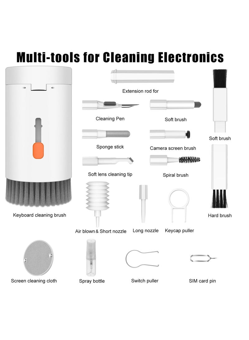 مجموعة تنظيف إلكترونية 20 في 1، فرشاة تنظيف لوحة المفاتيح المحمولة، أداة تنظيف متعددة الوظائف لشاشة الكمبيوتر وسماعات الأذن والهاتف المحمول والكمبيوتر المحمول وسماعات الأذن بتقنية البلوتوث (أبيض) - Image 2