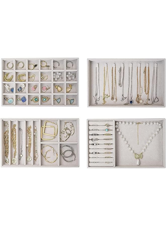 Procases Stackable Jewelry Organizer Trays, Set of 4 -Grey - Image 1