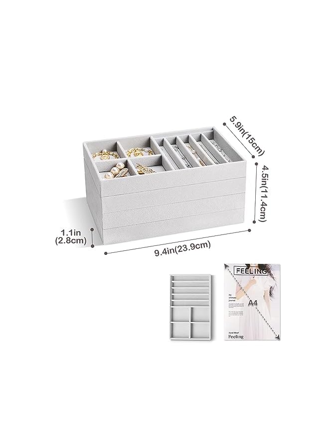 Procases Stackable Jewelry Organizer Trays, Set of 4 -Grey - Image 2