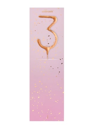 Rose Gold Sparkler Candle - Number 3 - view 3
