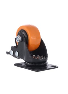 BMB tools 2-Piece 40mm Orange PVC Medium Duty Ball Bearing Caster - Swivel with Brake - Plate  - Image 3