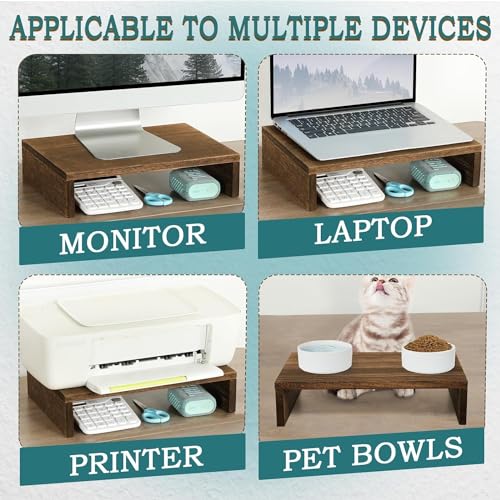 carpentray 14.2 in. Solid Wood Monitor Stand Riser Monitor Riser for Laptop/Screen/Computer Desk Organizer Shelf for Kitchen Home Office (36x24x8.3cm) (2 PCS) - Image 3