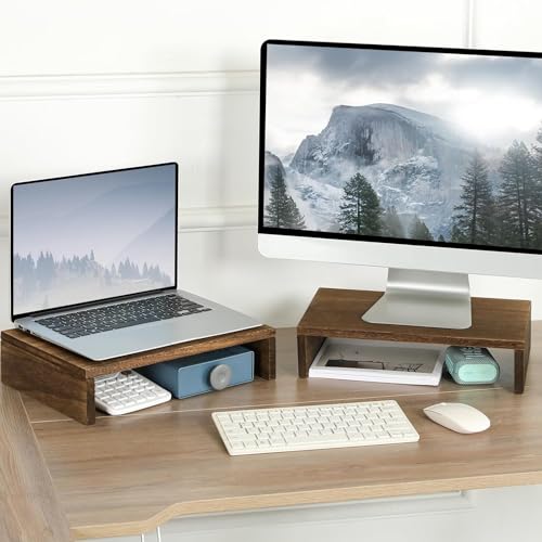 carpentray 14.2 in. Solid Wood Monitor Stand Riser Monitor Riser for Laptop/Screen/Computer Desk Organizer Shelf for Kitchen Home Office (36x24x8.3cm) (2 PCS) - Image 2