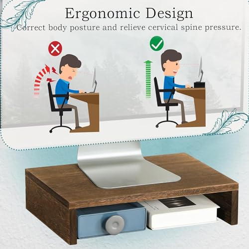 carpentray 14.2 in. Solid Wood Monitor Stand Riser Monitor Riser for Laptop/Screen/Computer Desk Organizer Shelf for Kitchen Home Office (36x24x8.3cm) (2 PCS) - Image 5