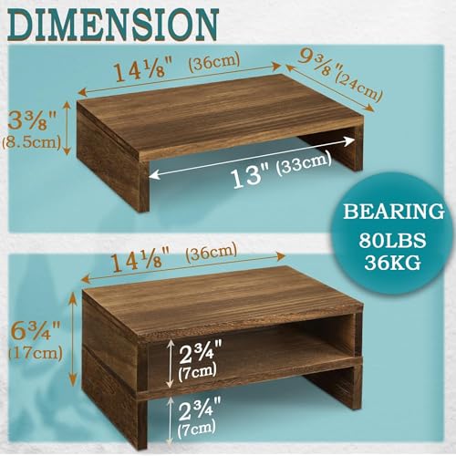 carpentray 14.2 in. Solid Wood Monitor Stand Riser Monitor Riser for Laptop/Screen/Computer Desk Organizer Shelf for Kitchen Home Office (36x24x8.3cm) (2 PCS) - Image 4
