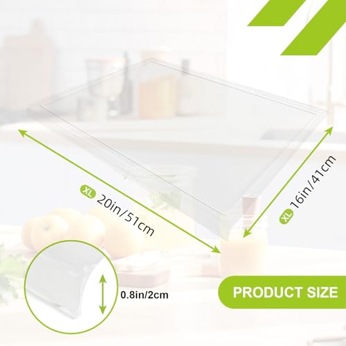 MEWSDEN Acrylic Cutting Board with Juice Groove, Clear Cutting Board with Counter Lip, Cutting Boards for Countertop Protector, Non-Slip Dough Mat, Kitchen Decor Gadgets House Warming Gifts(20"x16") - Image 3