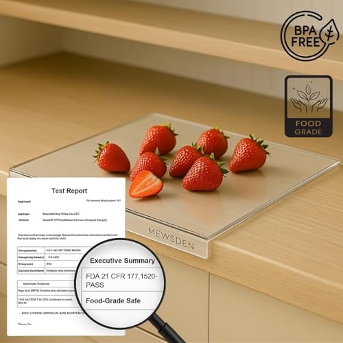 MEWSDEN Acrylic Cutting Board with Juice Groove, Clear Cutting Board with Counter Lip, Cutting Boards for Countertop Protector, Non-Slip Dough Mat, Kitchen Decor Gadgets House Warming Gifts(20"x16") - Image 5
