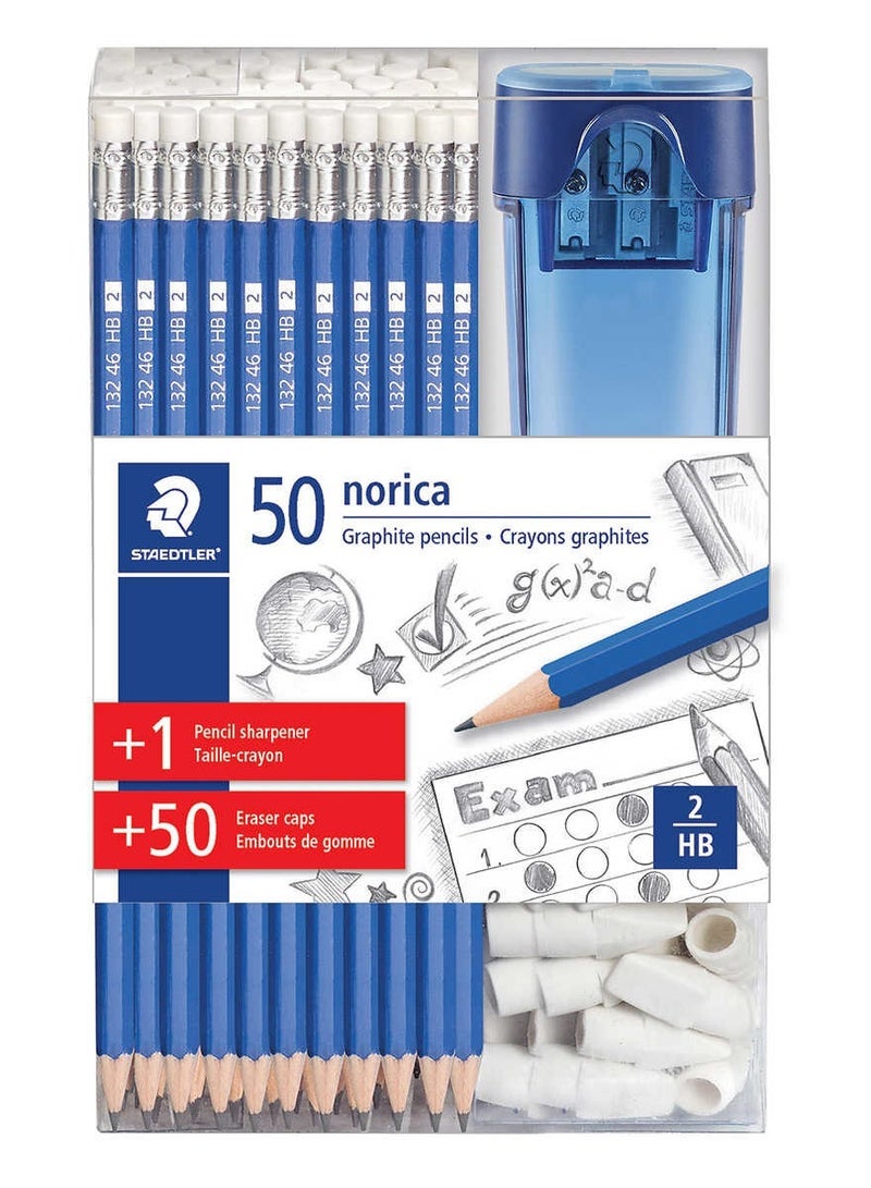 STAEDTLER 101-piece Premium Norica Graphite Pencil Set With 50 Pencils, 50 Eraser Heads and 1 Sharpener - Image 1