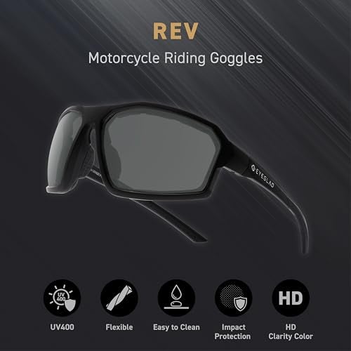EYEGLAD REV Z87+ Powersports Motorcycle Riding Goggles HD High Contrast UV400 Sports Wrap Sunglasses Safety Glasses (Phantom Grey) - Image 5