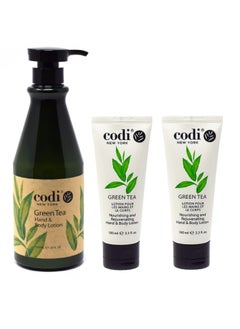 CODi Codi Green Tea Lotion  Green Tea Body and Hand Lotion for Women and Men  Green Tea Body Lotion with Wonderful Green Tea Scent  Less Greasy and Quick Absorbent  1 750ml Bottle and 2 100ml Tubes 
