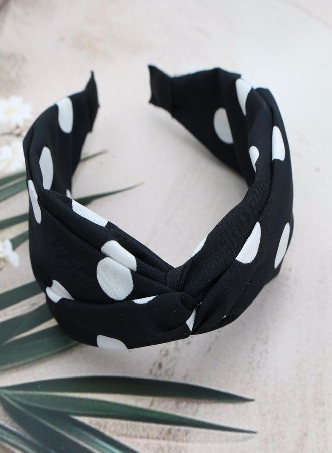NNR Stylish Polka Dot Hair Bow & Headband Set for Girls & Women - Elegant Satin Finish, Soft Fabric, Perfect for Casual & Special Occasions, Trendy Hair Accessory Combo (Black) - Image 3
