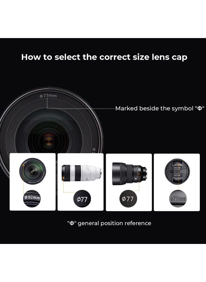 K&F Concept - 43mm Lens Cap, 9-in-1 Center Pinch Lens Cover + Anti-Loss Keeper Leash + Microfiber Cleaning Cloth Kits Compatible with Nikon, Canon, Sony, Fujifilm Camera Lenses - Image 1