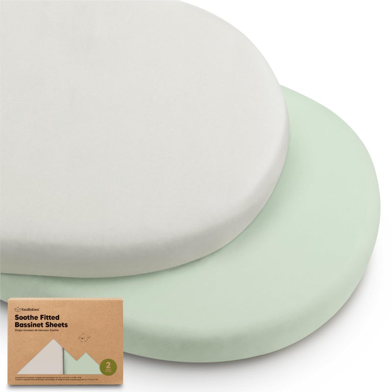 2Pack Organic Bassinet Sheets for Girls Boys 100 Cotton Bassinet Mattress Sheets Compatible with Halo Bassinest Swivel Sleeper Graco Baby Delight Chicco Unisex Fitted Bassinet Sheets Sage