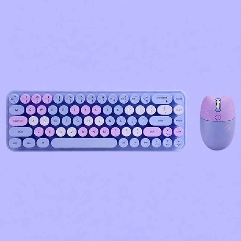 Mofii 2.4G Wireless Keyboard Combo 68 Keys Wireless Keyboard Ergonomic 3-gear Adjustable DPI Purple - Image 5