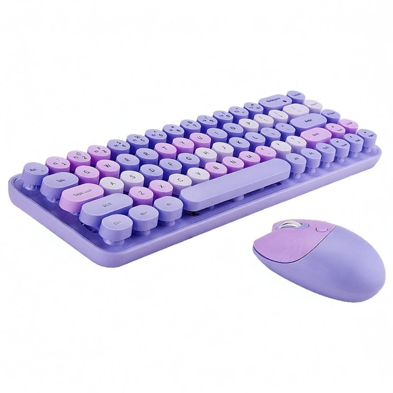Mofii 2.4G Wireless Keyboard Combo 68 Keys Wireless Keyboard Ergonomic 3-gear Adjustable DPI Purple - Image 1