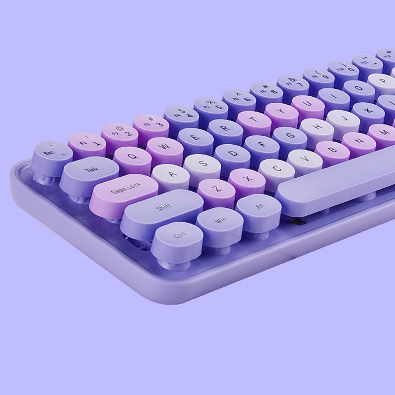 Mofii 2.4G Wireless Keyboard Combo 68 Keys Wireless Keyboard Ergonomic 3-gear Adjustable DPI Purple - Image 2