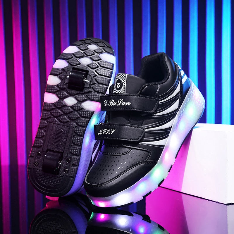 2025 new heloo shoes student roller skates men''s and women''s skates can be a key contraction adult four-wheel flying pulley - Image 1