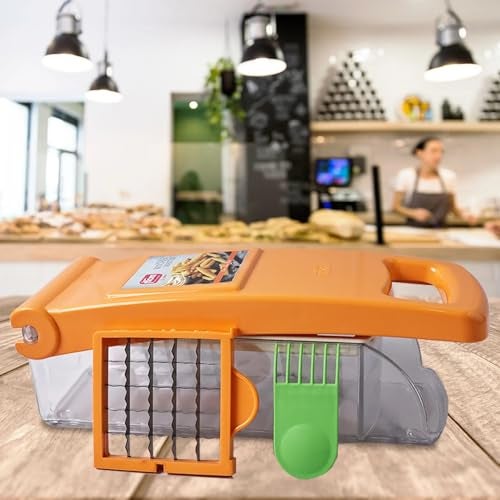 SUPERMOM Chopper – Multipurpose Kitchen Master Vegetable & Fruit Cutter with Unbreakable ABS Body, Interchangeable Blades & Easy Push Clean Button – Manual Chopper for Effortless Food Prep - Image 3