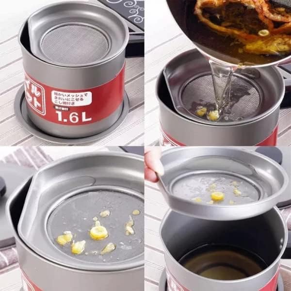 COYRASTH Bacon Grease Container with Strainer Stainless Steel Used Cooking Oil Container Frying Oil Filter Pot for Kitchen Strain Store Cooking Oils Bacon Grease and Frying Oil - Image 2