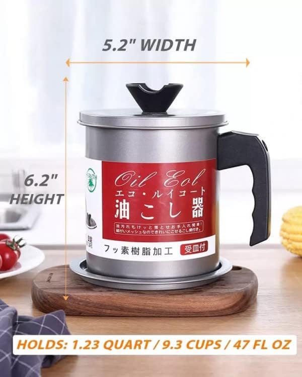 COYRASTH Bacon Grease Container with Strainer Stainless Steel Used Cooking Oil Container Frying Oil Filter Pot for Kitchen Strain Store Cooking Oils Bacon Grease and Frying Oil - Image 1