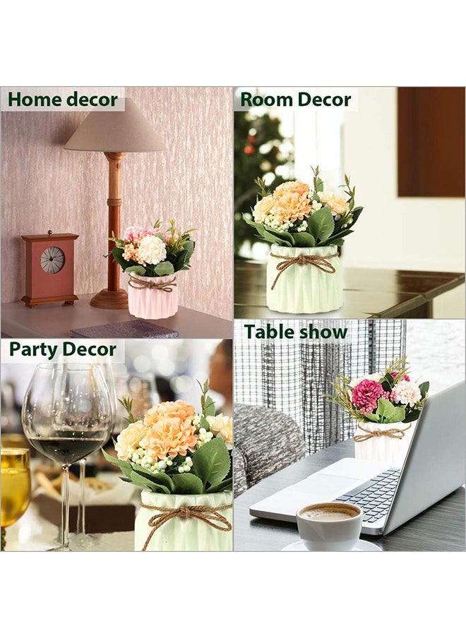 Arabest 4 Pack Small Artificial Bonsai Potted Flowers with Pots Fake Plants Decoration for Home Office Desk  - Image 2