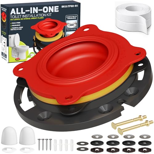 boeemi Toilet Flange Repair Kit with Elastic Wax Ring TF02-RI- Premium Toilet Seal and Gasket Replacement (with Sealing Caulk Tape) - Image 1