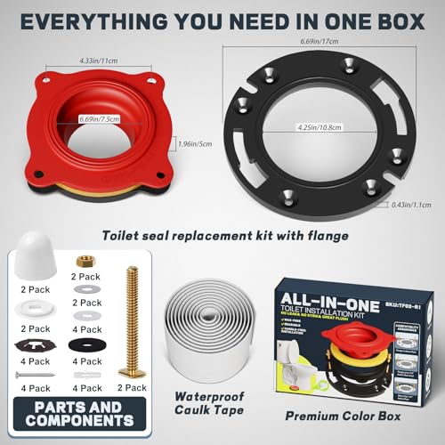 boeemi Toilet Flange Repair Kit with Elastic Wax Ring TF02-RI- Premium Toilet Seal and Gasket Replacement (with Sealing Caulk Tape) - Image 4