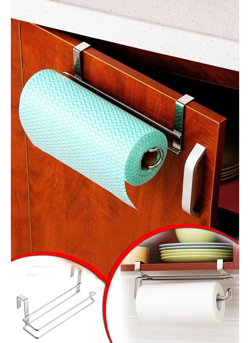 Biterse Practical Towel Hanger Silver Color That Can Be Attached to the Metal Cabinet Door If It Runs Out  - Image 1