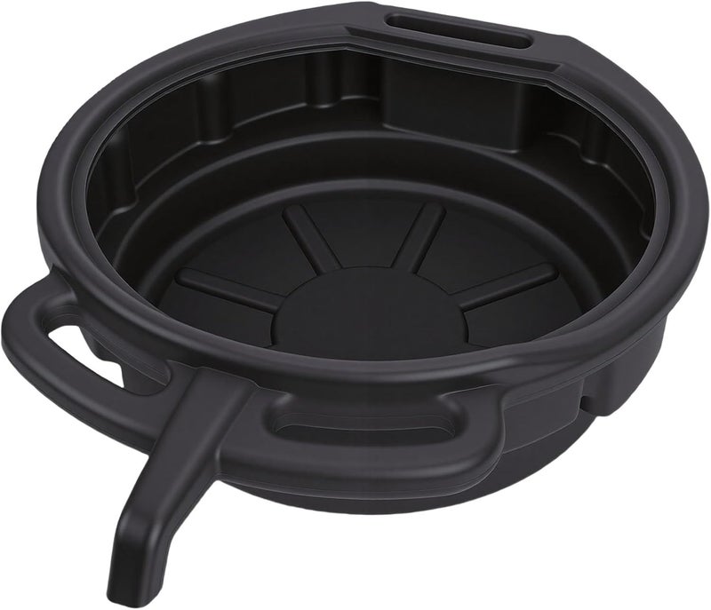 6L Oil Drain Pan, High Strength Black PP Plastic Splash Guard Design with Easy Grip Handle for Cars Trucks Motorcycles Transmission Hydraulic Fluid - Image 2