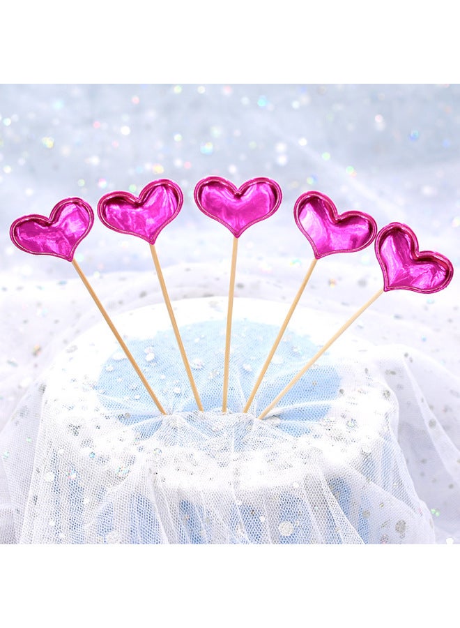 New Year Cake - Cake Decoration Topper - Rose Red, Heart-Shaped - Party Supplies, Baking Decoration, Gift - Image 1