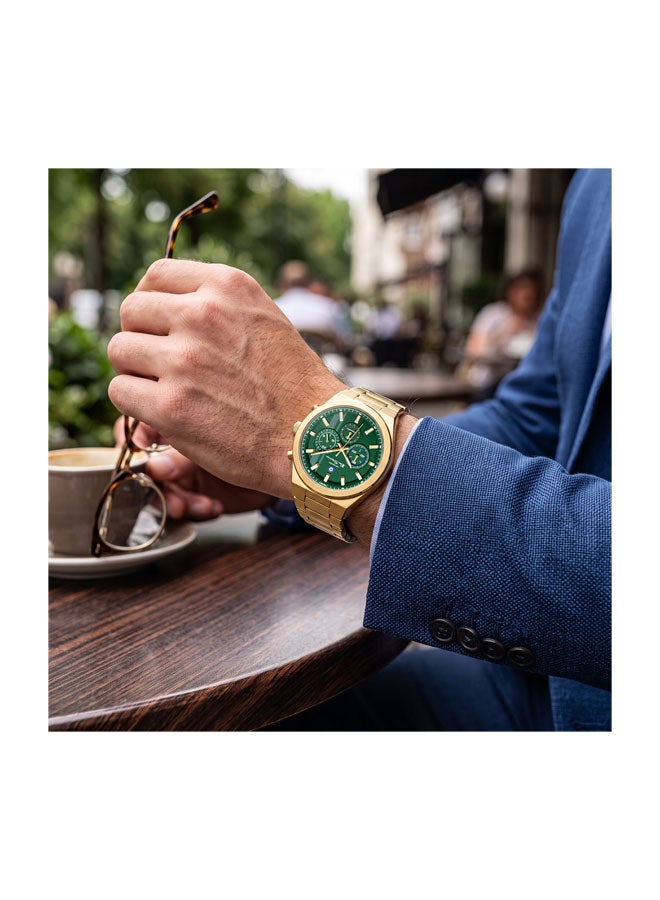 Ben Sherman Canterbury Green Dial Gold Stainless Steel Bracelet Chronograph Watch for Men, 44mm - Image 5