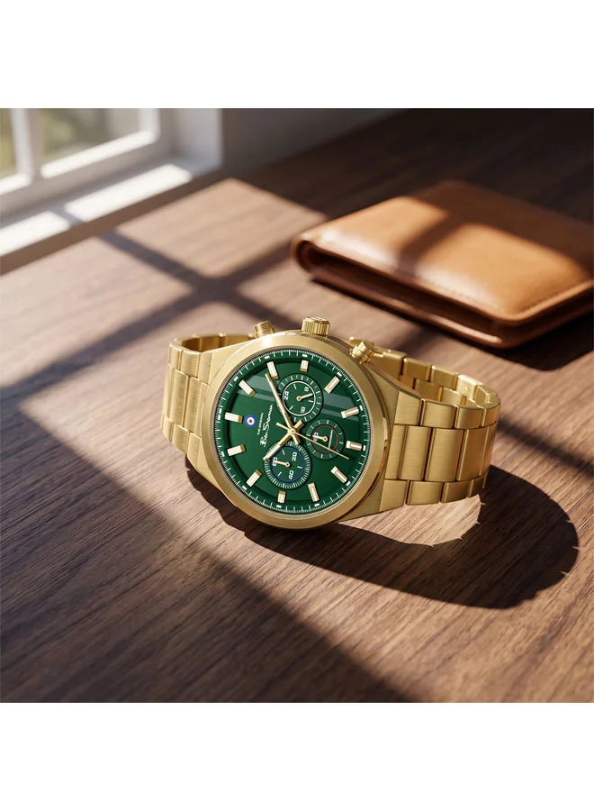 Ben Sherman Green Canterbury Green Dial Gold Stainless Steel Bracelet Chronograph Watch for Men, 44mm for Men | Best Price UAE