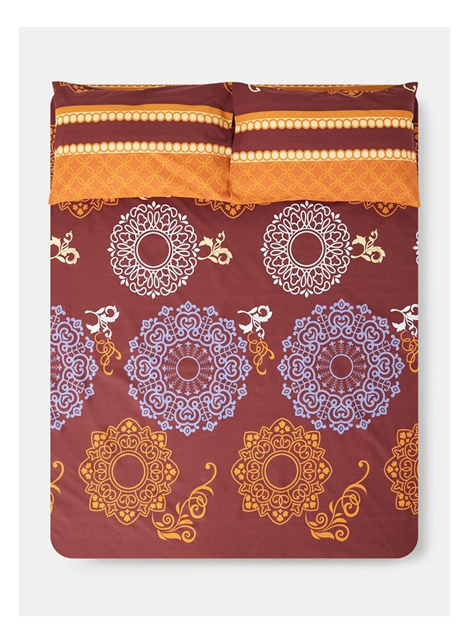 White Rose - King Bedsheet Signature Collection Cotton Blended 170 TC Parcal Premium Quality Everyday Use Breathable And Soft 1 King size Flat Sheet 279x254 cm, 2 Pillowcases 51x76 cm Printed Design Multicolour - Image 1