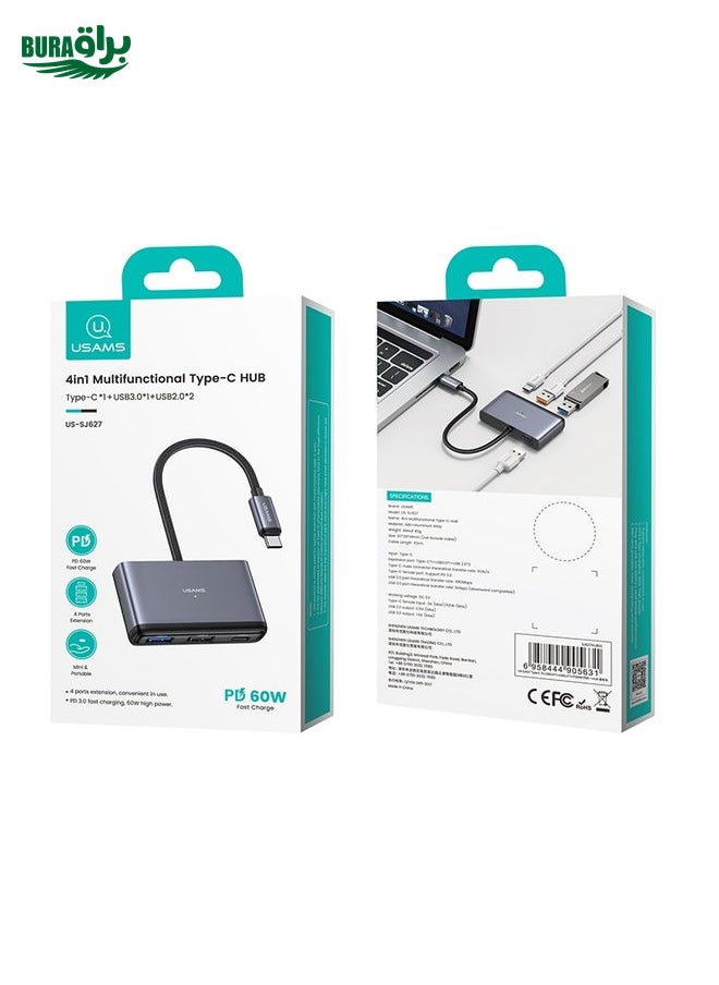 BURAQ - USAMS US-SJ627 4 in 1 Type-C Multifunctional Docking Station HUB - Image 1